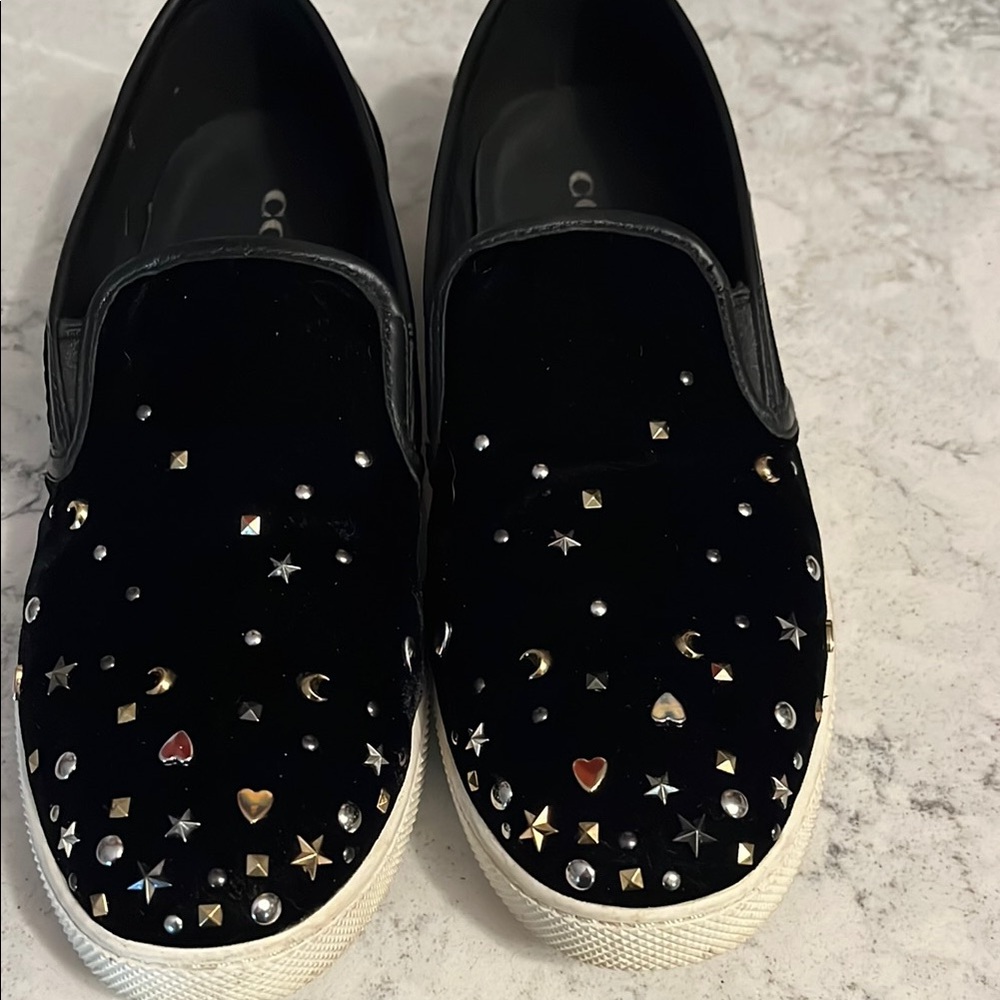 Black Studded Slip-On Shoes